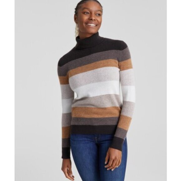 Charter Club Sweaters - Charter Club Cashmere Striped Turtleneck Pullover Sweater Size Small